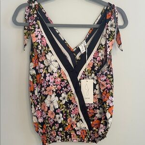 Joie Black and Pink Floral Blouse